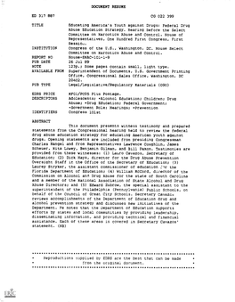 ***********M***************************R************A*********** Educating America's Youth Against Drugs: Federal Drug Abuse Education Strategy