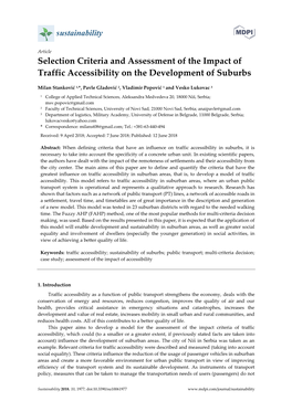 Selection Criteria and Assessment of the Impact of Traffic Accessibility on the Development of Suburbs
