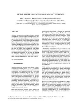 Meteor Shower Forecasting for Spacecraft Operations