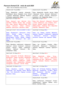 Parcours Format CB : Mois De Août 2020