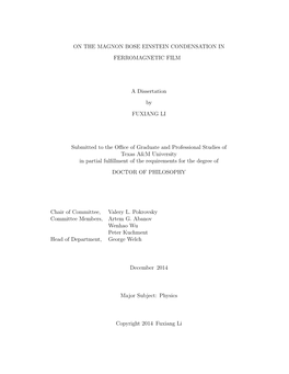 On the Magnon Bose Einstein Condensation in Ferromagnetic Film