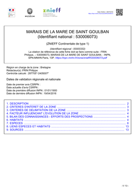 MARAIS DE LA MARE DE SAINT GOULBAN (Identifiant National : 530006073)