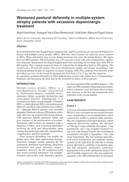 Worsened Postural Deformity in Multiple-System Atrophy Patients