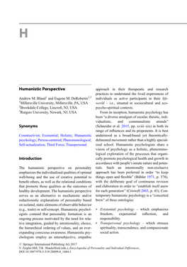 Humanistic Perspective Approach in Their Therapeutic and Research Practices to Understand the Lived Experiences of Andrew M