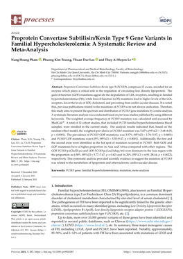 Proprotein Convertase Subtilisin/Kexin Type 9 Gene Variants in Familial Hypercholesterolemia: a Systematic Review and Meta-Analysis