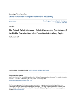 Deltaic Phrases and Correlations of the Middle Devonian Marcellus Formation in the Albany Region