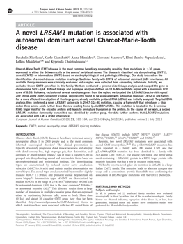 A Novel LRSAM1 Mutation Is Associated with Autosomal