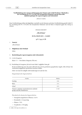 (EU) Nr. 1151/2012 Des Europäischen Parlaments Und Des Rates Über Qualitätsregelungen Für Agrarerzeugnisse Und Lebensmittel