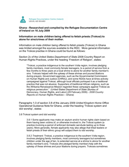 Ghana - Researched and Compiled by the Refugee Documentation Centre of Ireland on 16 July 2009