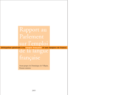 Rapport Au Parlement Sur L'emploi De La Langue Française