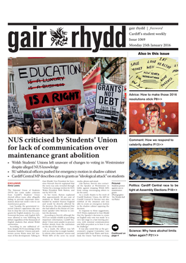 NUS Criticised by Students' Union for Lack of Communication Over Maintenance Grant Abolition