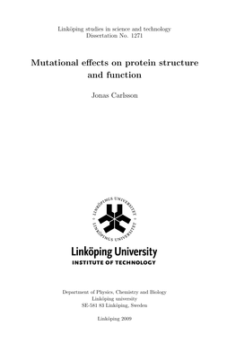 Mutational Effects on Protein Structure and Function