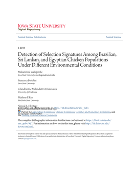 Detection of Selection Signatures Among Brazilian, Sri Lankan, And