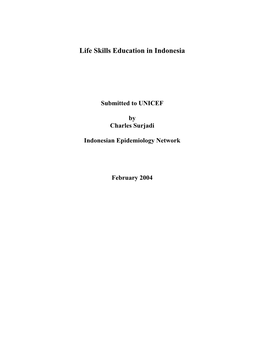 Life Skills Education in Indonesia