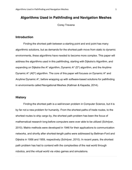 Algorithms Used in Pathfinding and Navigation Meshes 1