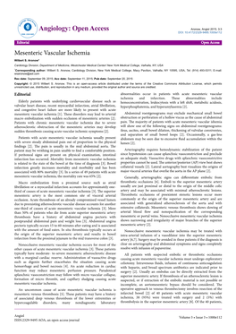 Mesenteric Vascular Ischemia Wilbert S