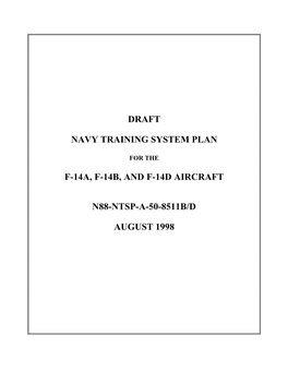 Draft Navy Training System Plan F-14A, F-14B, and F-14D