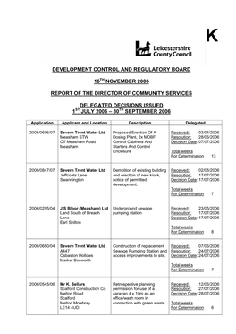 Development Control and Regulatory Board 16Th