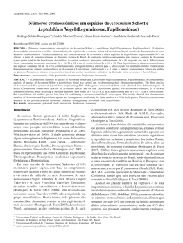 Números Cromossômicos Em Espécies De Acosmium Schott E