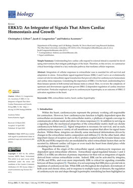 ERK1/2: an Integrator of Signals That Alters Cardiac Homeostasis and Growth