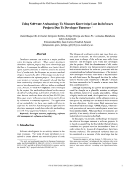 Using Software Archaeology to Measure Knowledge Loss in Software Projects Due to Developer Turnover ∗