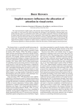 Implicit Memory Influences the Allocation of Attention in Visual Cortex