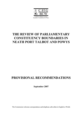 The Review of Parliamentary Constituency Boundaries in Neath Port Talbot and Powys