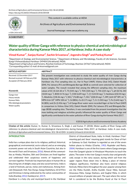 Water Quality of River Ganga with Reference to Physico-Chemical And