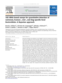 16S Rrna-Based Assays for Quantitative Detection of Universal, Human-, Cow-, and Dog-Speciﬁc Fecal Bacteroidales: a Bayesian Approach