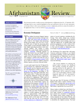 Afghanistan Review Week 37 13 September 2011 Comprehensive Information on Complex Crises