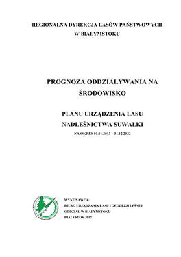 Prognoza Oddziaływania Na Środowisko Planu Urządzania Lasu