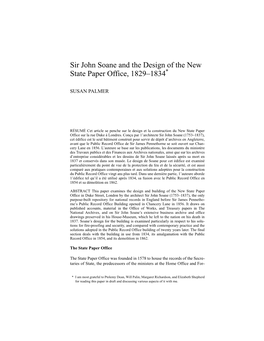 Sir John Soane and the Design of the New State Paper Office, 1829–1834*