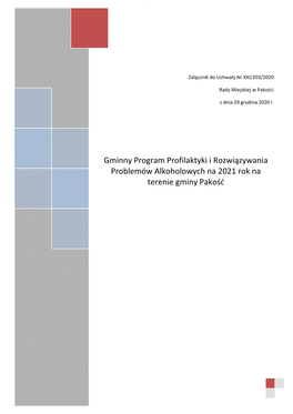 Gminny Program Profilaktyki I Rozwiązywania Problemów Alkoholowych Na 2021 Rok Na Terenie Gminy Pakość