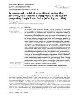 A Conceptual Model of Depositional, Rather Than Erosional, Tidal Channel Development in the Rapidly Prograding Skagit River Delta (Washington, USA)