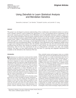 Using Zebrafish to Learn Statistical Analysis and Mendelian Genetics