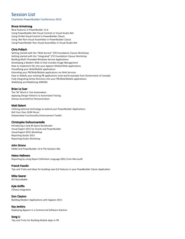 Session List Charlotte Powerbuilder Conference 2015