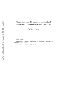 Arxiv:2102.11096V2 [Math.GR] 26 Jun 2021