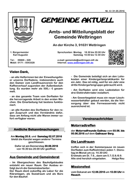 Mitteilungsblatt Juni 2016