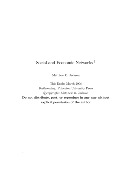 Social and Economic Networks 1