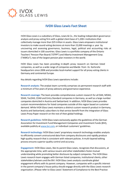 IVOX Glass Lewis Fact Sheet