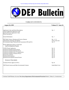 DEP Bulletin, 08/18/99 Issue