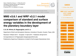 MM5 V3.6.1 and WRF V3.2.1 Model Comparison