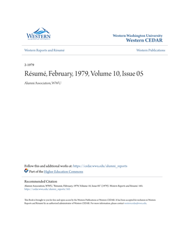 Résumé, February, 1979, Volume 10, Issue 05 Alumni Association, WWU