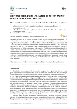 Entrepreneurship and Innovation in Soccer: Web of Science Bibliometric Analysis