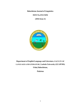 Balochistan Journal of Linguistics ISSN-No.2312-5454 (2016 Issue 4)