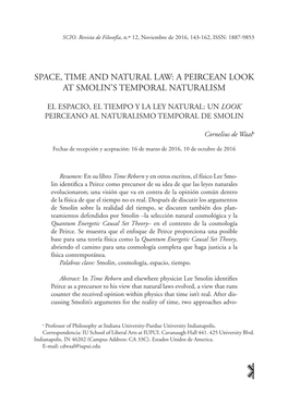 Space, Time and Natural Law: a Peircean Look at Smolin's Temporal