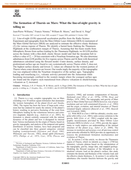 The Formation of Tharsis on Mars: What the Line-Of-Sight Gravity Is Telling Us Jean-Pierre Williams,1 Francis Nimmo,2 William B