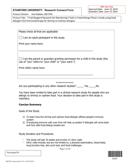 STANFORD UNIVERSITY Research Consent Form Protocol Title