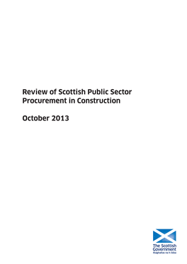 Review of Scottish Public Sector Procurement in Construction
