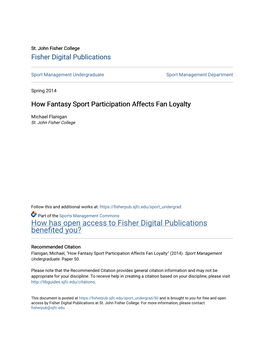 How Fantasy Sport Participation Affects Fan Loyalty